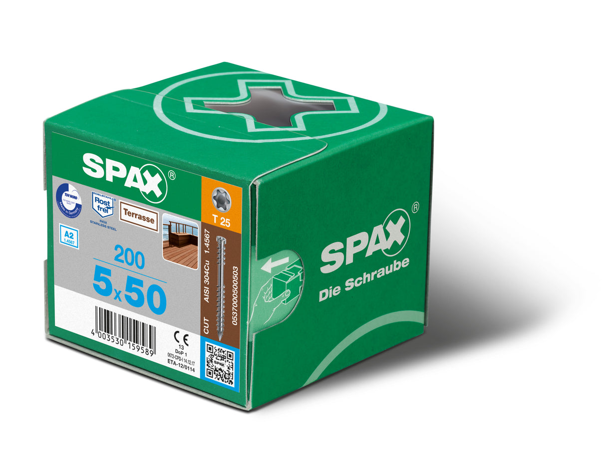 SPAXPACI-DECKING 5 X 50 A2 200