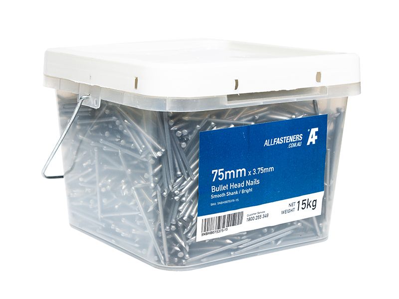 BRIGHT BULLET HEAD NAILS 75MM X 3.75MM 15KG