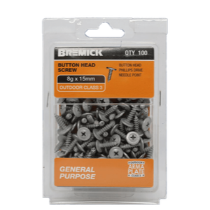 BUTTON HEAD SCREWS CL3 NDL PT 8-15X15 HW PLAS