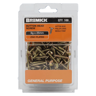 BUTTON HEAD SCREWS NDL PT 8-15X25 - 100PCS