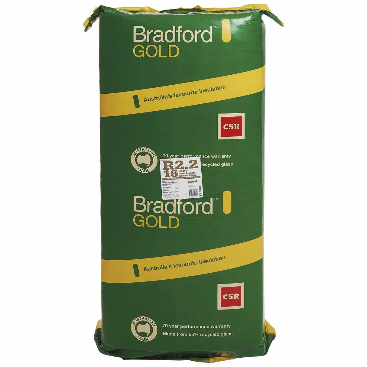 Bradford Glasswool Wall Batt R2.2 16 Pack 1160mm x 580mm x 90mm