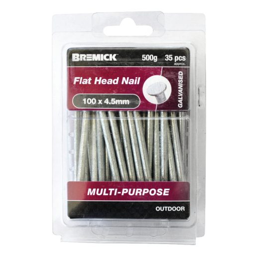 FLAT HEAD NAIL GAL 100 X 4.5MM (500G) 35pcs