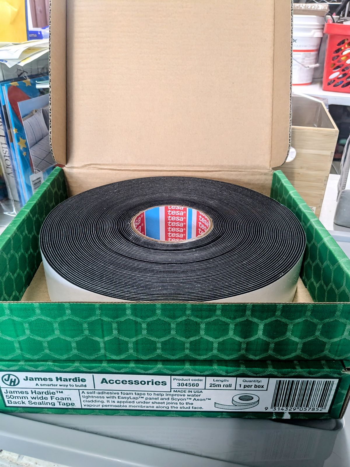 HARDIE 50MM FOAM BACK SEAL TAPE 25M ROLL