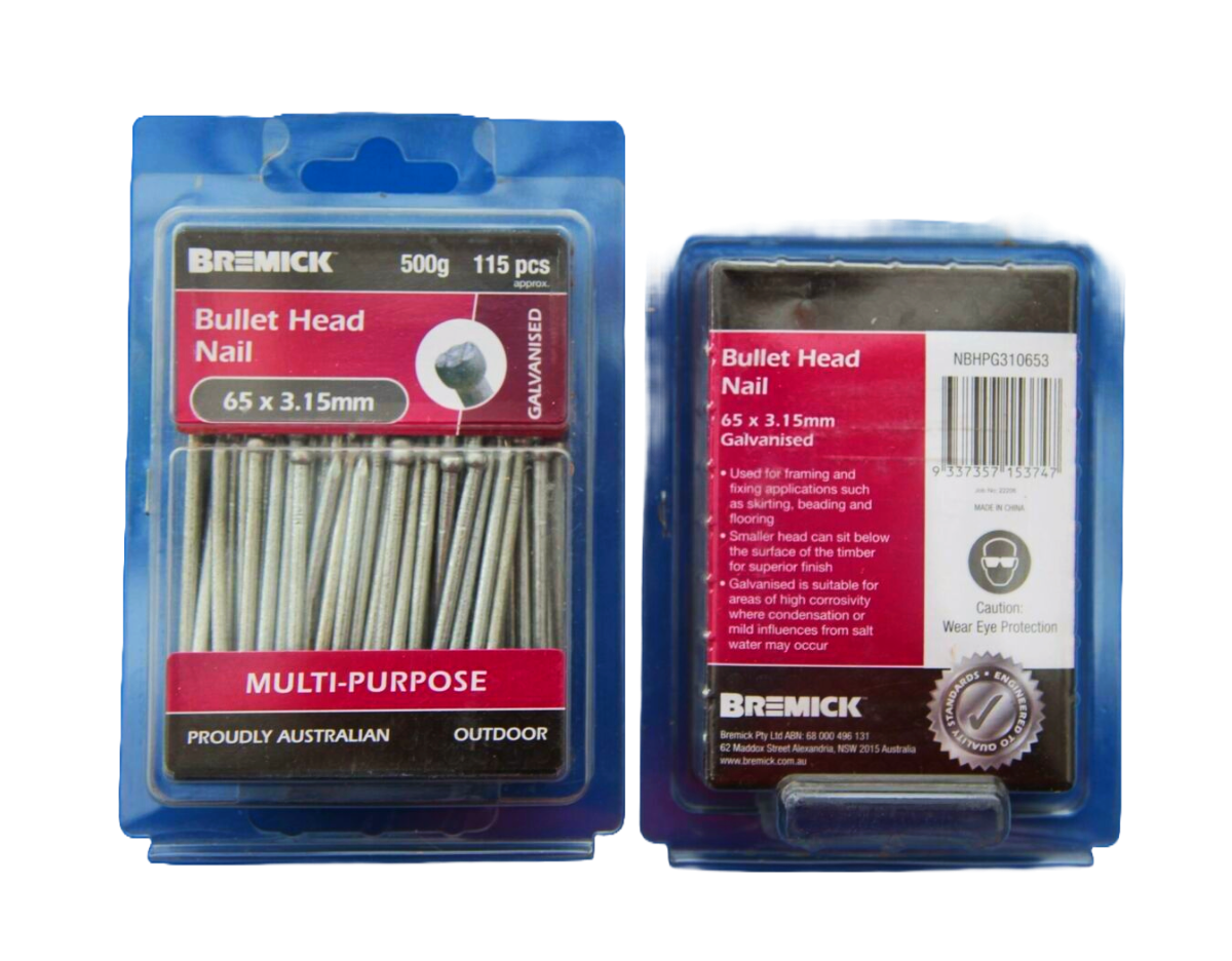 BULLET HEAD NAIL GAL 65 X 3.15MM (500G) 115pcs