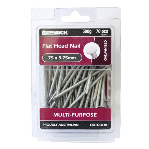FLAT HEAD NAIL GAL 75 X 3.75MM (500G) 70pcs