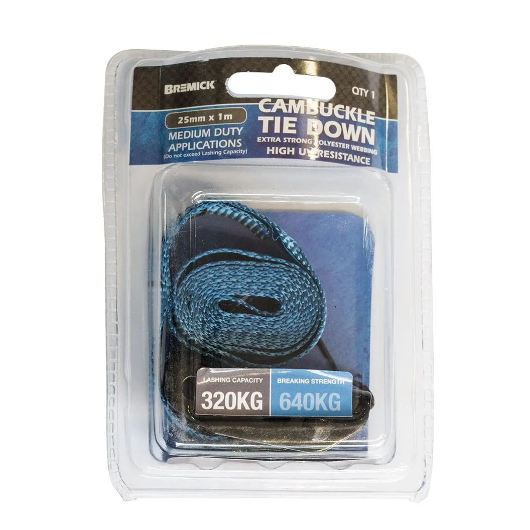 CAMBUCKLE TIE DOWN 25MM X 1M 1PK