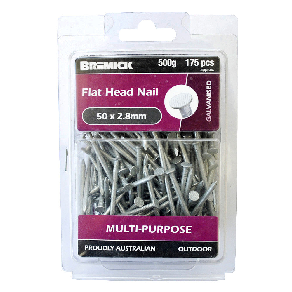 FLAT HEAD NAIL GAL 50 X 2.8MM (500G) 175pcs