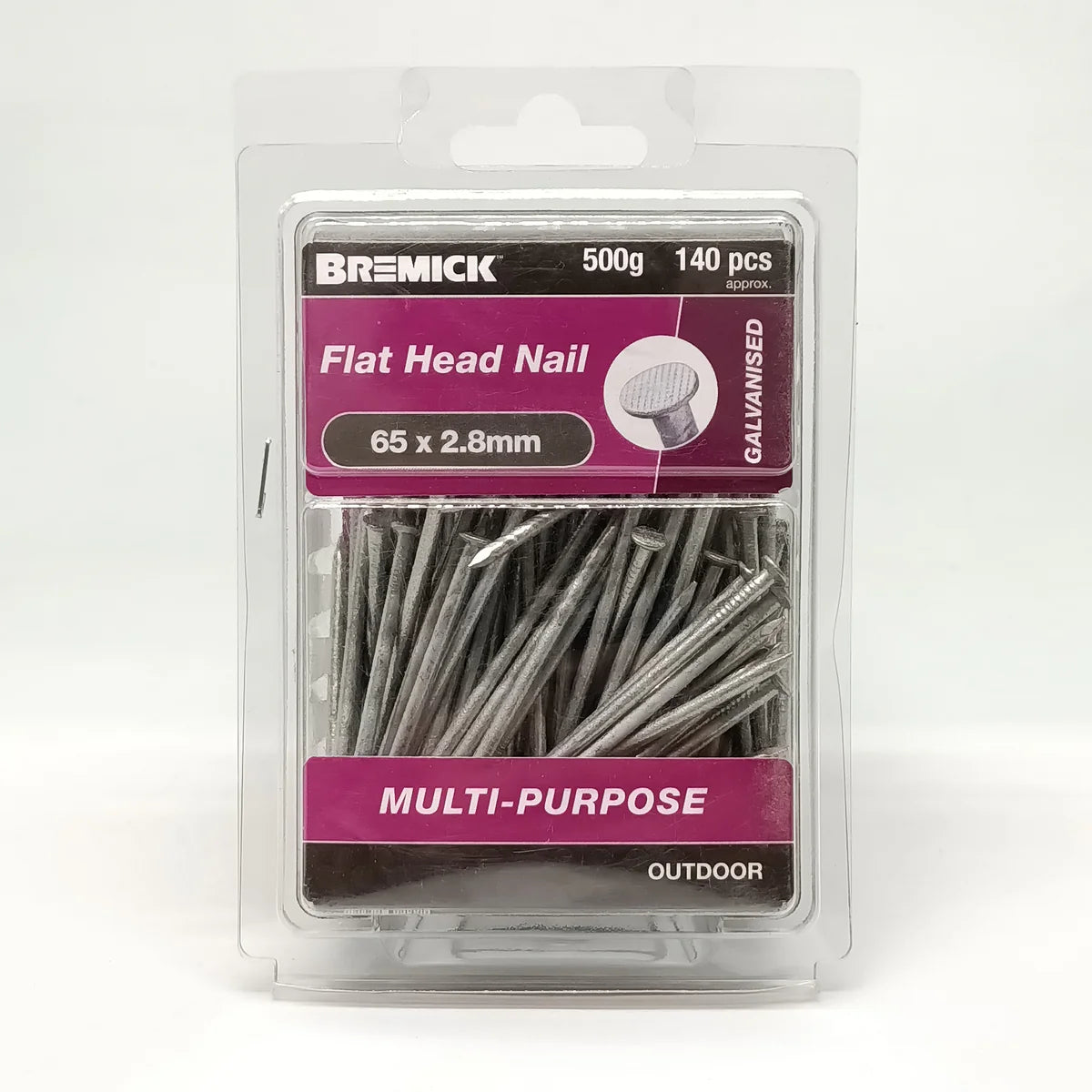 FLAT HEAD NAIL GAL 65 X 2.8MM (500G) 140pcs