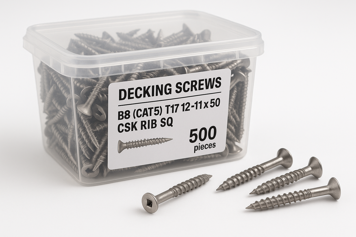 DECKING SCREW B8 (CAT5) T17 12-11X50 CSK RIB SQ - 500PCS