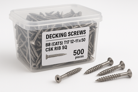 DECKING SCREW B8 (CAT5) T17 12-11X50 CSK RIB SQ - 500PCS