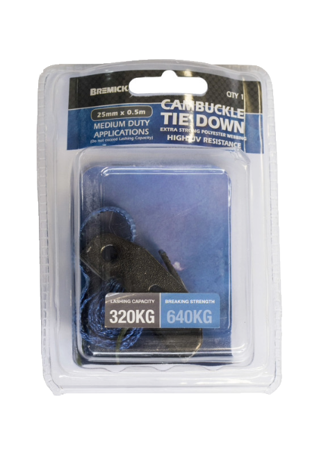 CAMBUCKLE TIE DOWN 25MM X 50CM 1PK