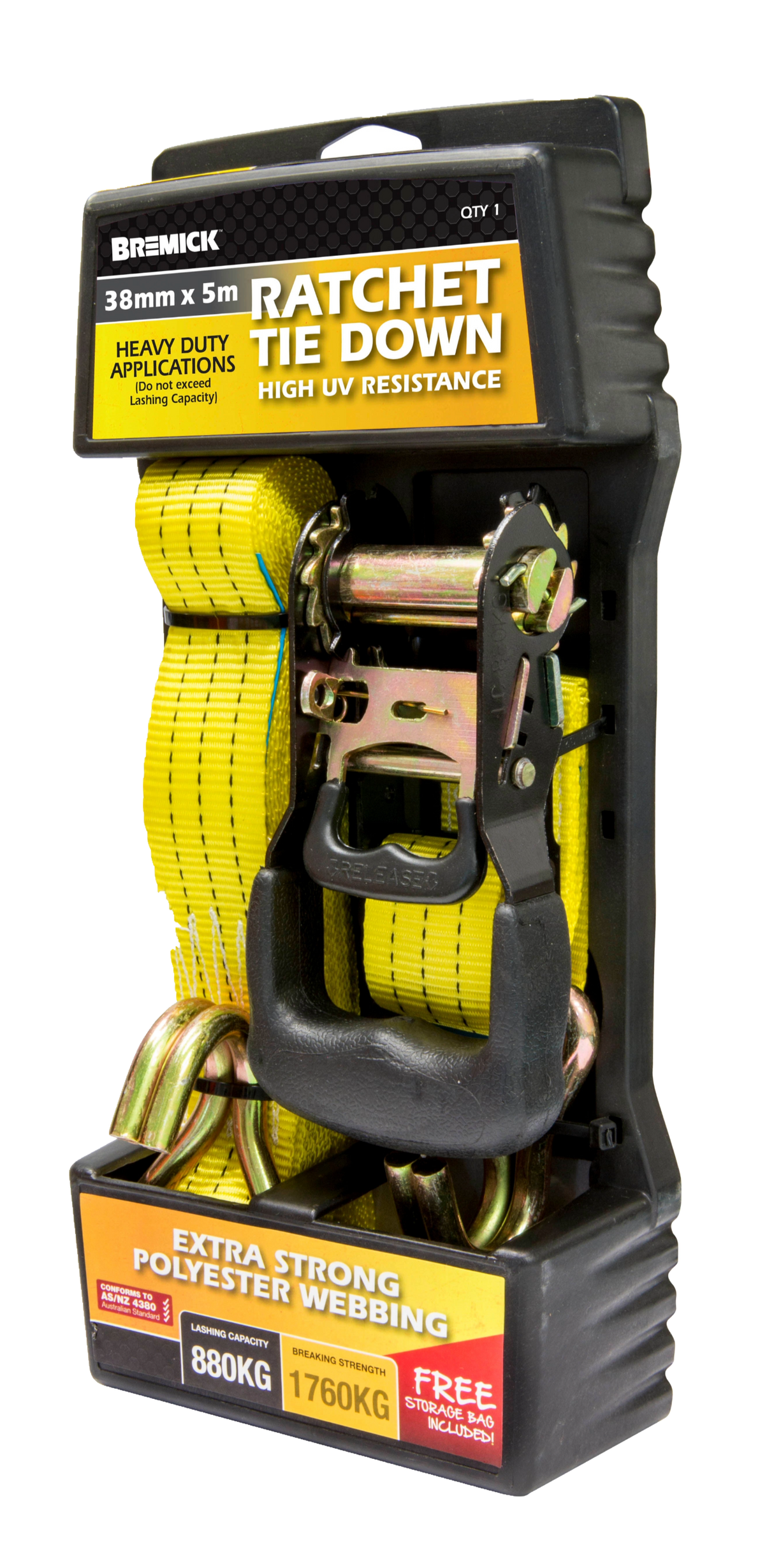 RATCHET TIE DOWN 38MM X 5M 1PK